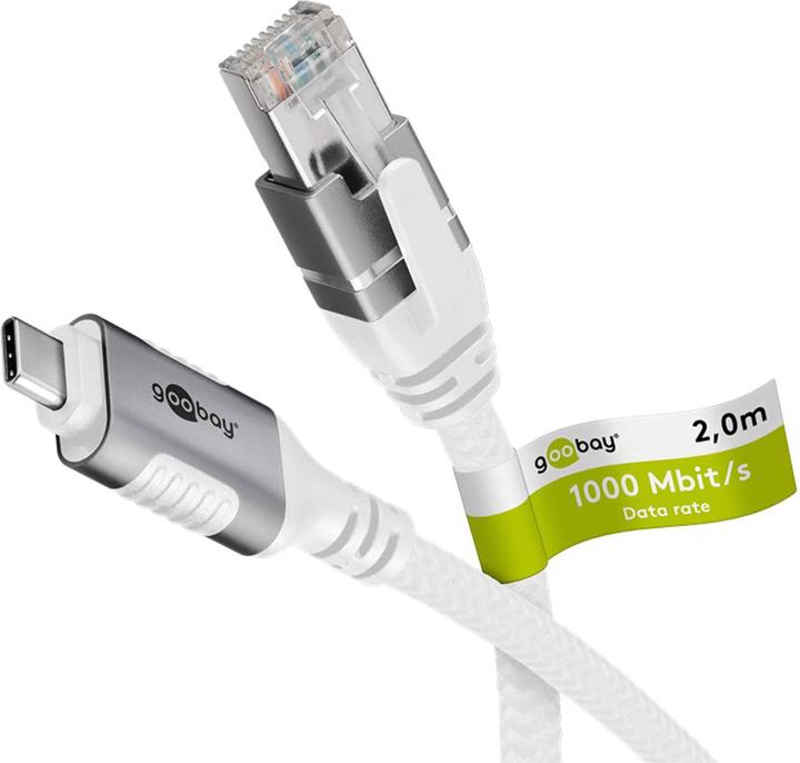 Produktbild Goobay Ethernet-Kabel CAT6 USB-C 3.1 auf RJ45 2m (USB-C 3.1 Gen 1, RJ45 (1x))