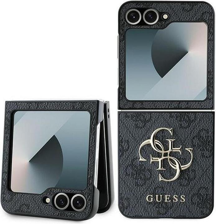Produktbild Guess GUHCZF64GMGGR Z Flip6 F741 czarny/black Leather 4G Metal Logo (Samsung Galaxy Z Flip7 FE, Samsung Galaxy Z Flip6)