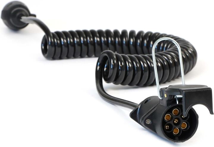 Image du produit Wiltec 7-poliges Spiralkabel 3m Anhängerkabel PVC Verlängerungskabel Stecker Buchse