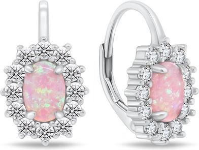 Brilio Silver - Charming silver earrings with zircons and pink opals EA1127WP