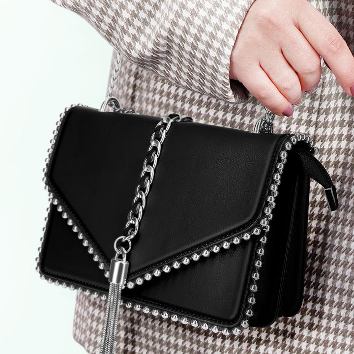 Actual product image Gallantry Trendy handbag with metal chain handle