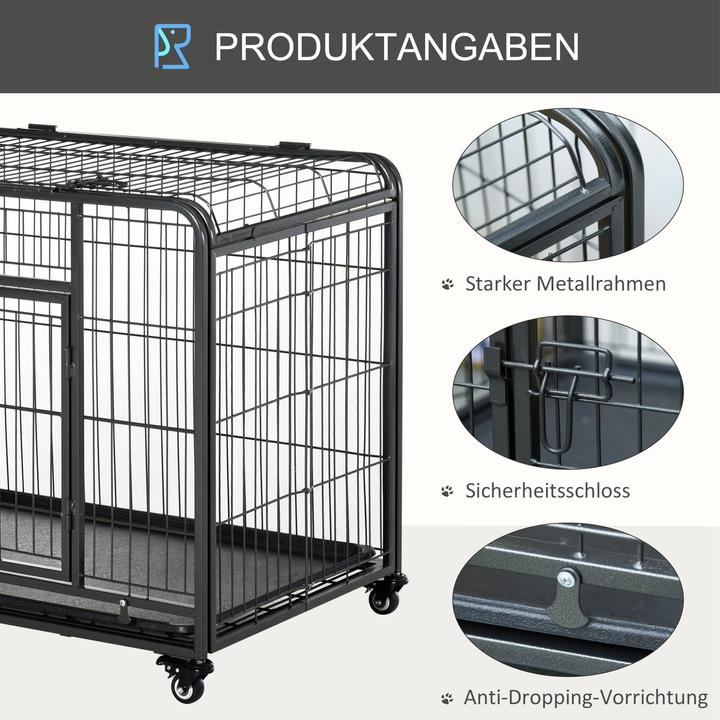 Produktbild PawHut Hundetransport 4 Drehrollen, davon 2 mit Bremsen, haltbare Materialien (Hund, Faltbar)