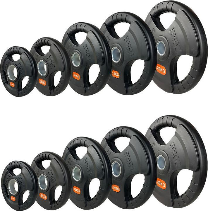 Immagine prodotto FlexAthletix Set di piastre di peso da 50 mm (2 x 2,5 kg, 2 x 5 kg, 2 x 10 kg, 2 x 15 kg, 2 x 20 kg)
