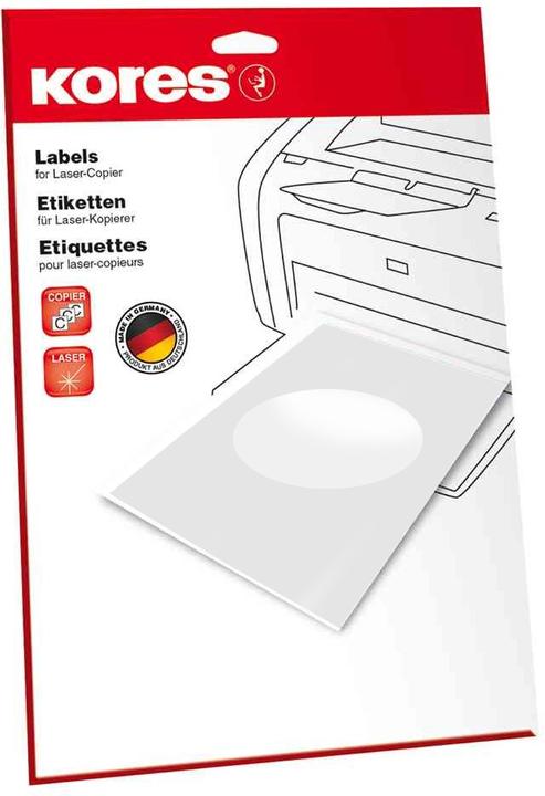 Immagine prodotto Kores Etichette per CD/DVD, diametro: 117 mm, biancoá