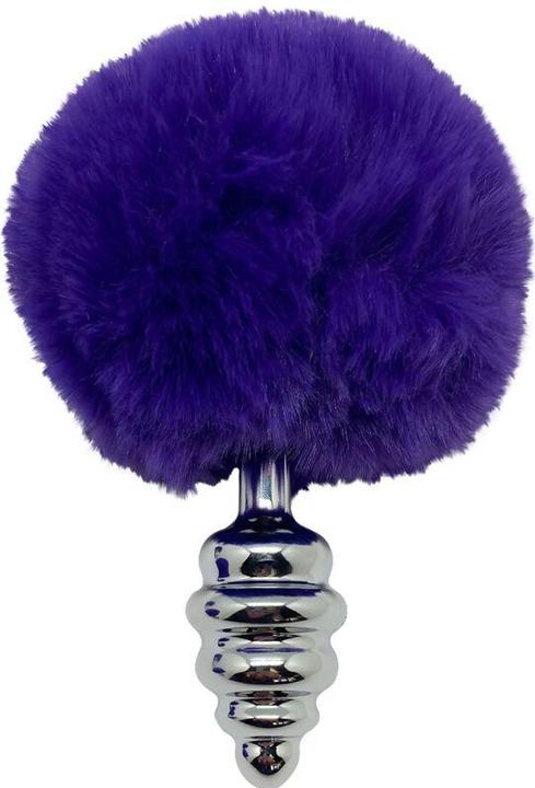 Actual product image Alive Anal-Pleasure-Spiral-Metal-Fluffy-Dark-Violet Size L
