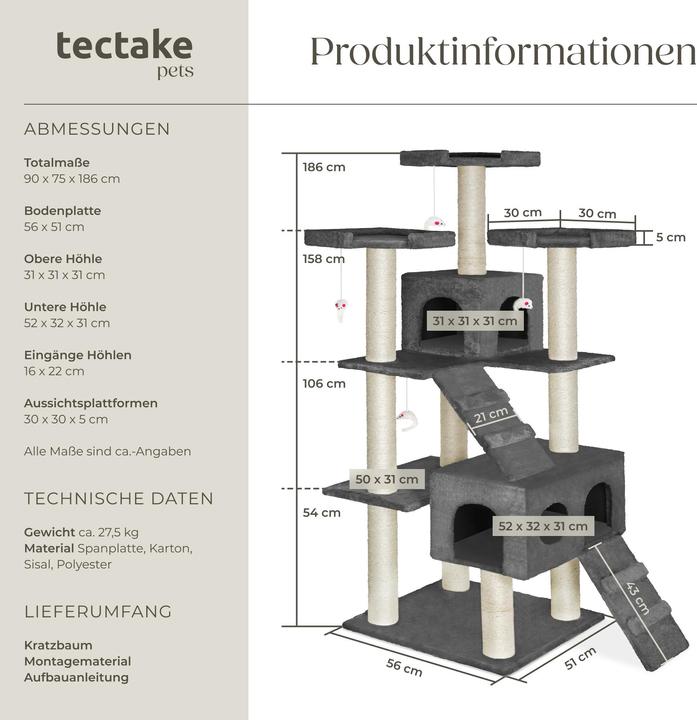 Image du produit tectake Knuti (186 cm, Anthracite)