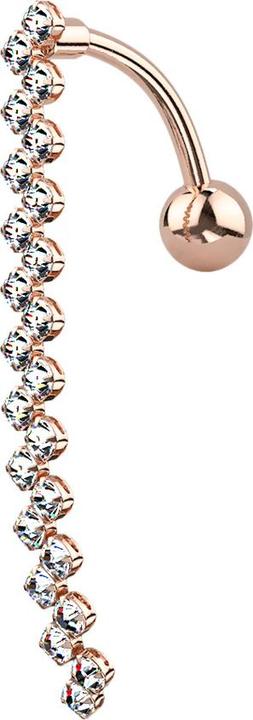 Star Piercing Banane rosegold mit Anhänger Zick Zack Kristall Balken (Chirurgenstahl 316L, Messing)