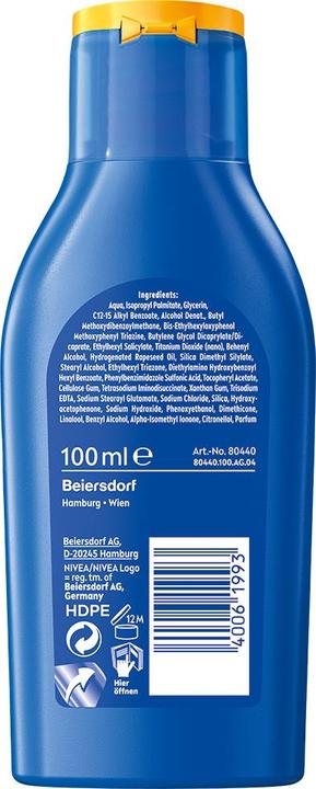 Produktbild NIVEA Sun Protect & Moisture Reisegrösse Sonnenmilch Mini (Sonnenmilch, SPF 30, 100 ml, 118 g)