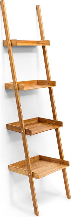 Actual product image Relaxdays Ladder shelf bamboo 4-tiered (44 x 37 x 176 cm)