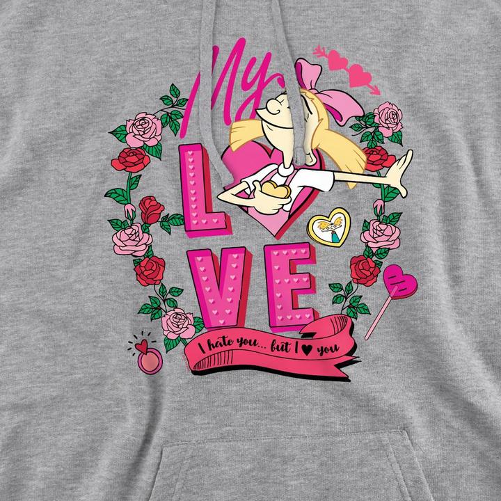 Immagine prodotto Hey Arnold! I Hate You But Love You Felpa con Cappuccio San Valentino Helga Uomo (XXL)