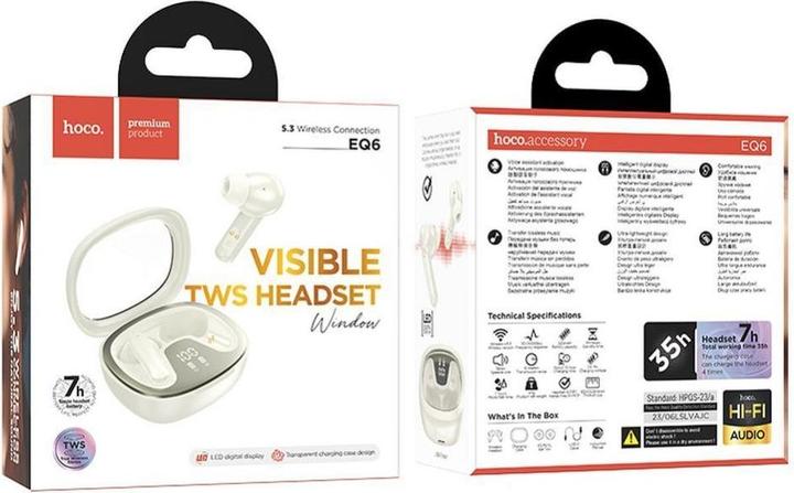 Produktbild Hoco Kabellose Kopfhörer kabellose bluetooth Ohrhörer TWS EQ6 weiss (7 h, Kabellos)
