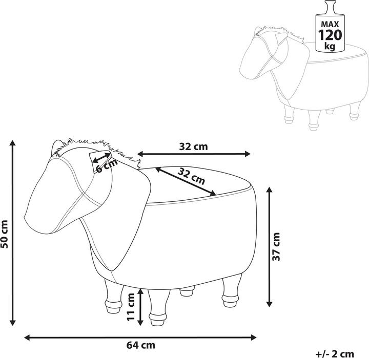 Produktbild Beliani Bilini Pufa Bestienpferdefleisch brauner Bagger