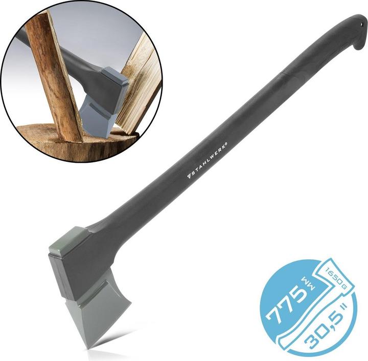 Produktbild Stahlwerk Axt 3er Set 355/ 445/ 775 mm Beil aus Carbon-Stahl mit Fiberglas-Griff