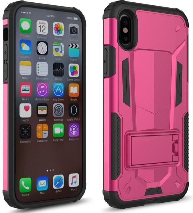 Actual product image Zizo Hybrid Transformer Cover - Armoured iPhone X case with stand (hot pink/black) (Apple iPhone X)