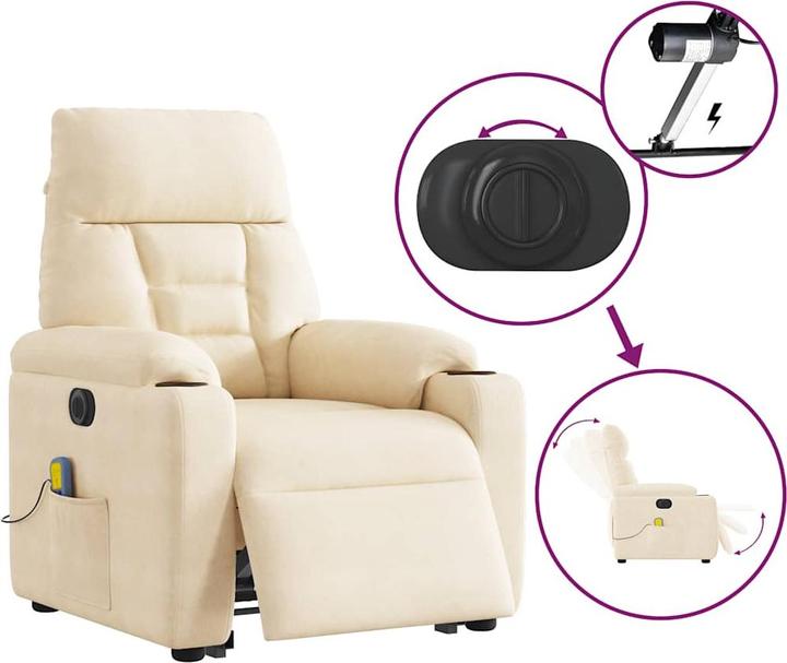 Actual product image VidaXL Massage chair stand-up aid electric Beige microfibre fabric
