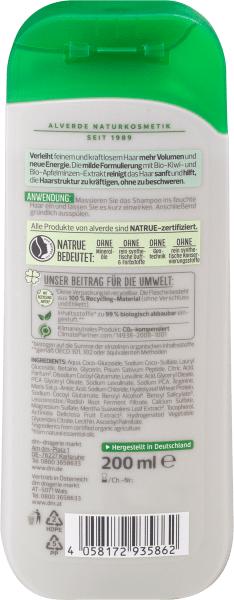 Produktbild dm alverde Volumen Bio-Kiwi Bio-Apfelminze (200 ml, Flüssiges Shampoo)