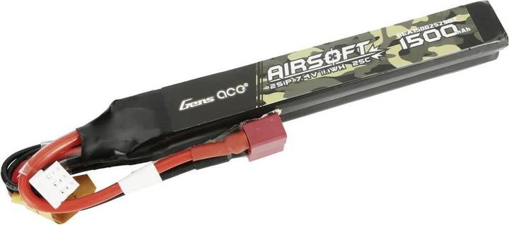 Immagine prodotto Gens Ace 25C 1500mAh 2S1P 7.4V Batteria Lipo per pistola Airsoft Nunchuck 2X con spina a T (7.40 V, 1500 mAh)