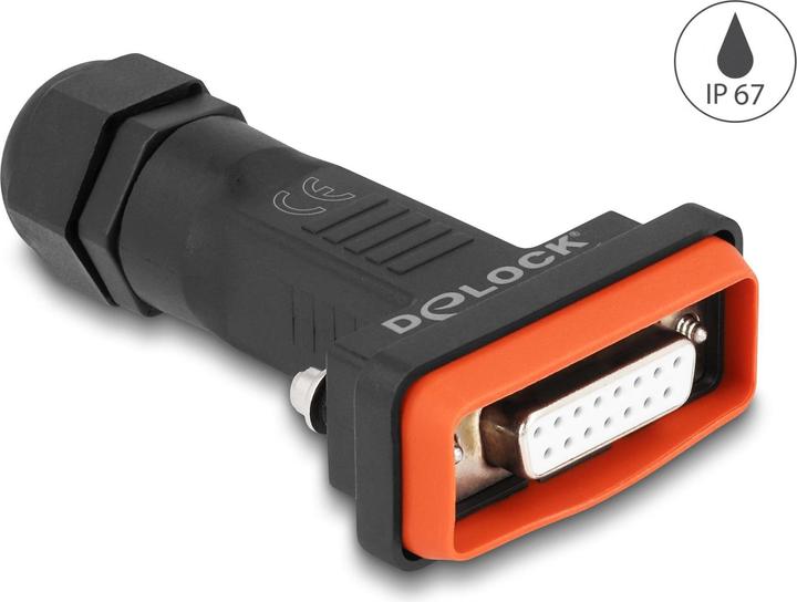 Produktbild Delock Adapter D-Sub HD 15 Pin Buchse mit Gehäuse IP67 wasserfest (Sub-D 15, 8 cm)