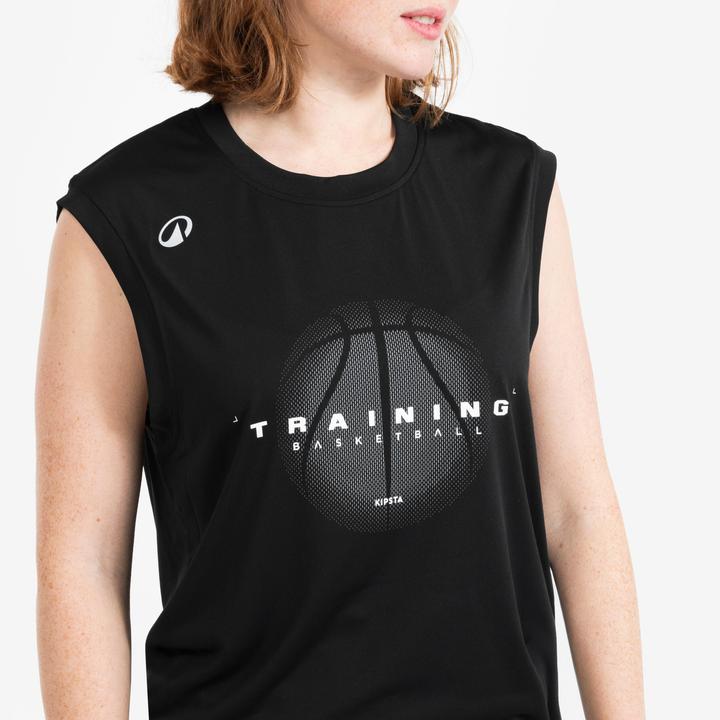 Actual product image Kipsta Damen/Herren Basketball Trikot ärmellos - Fast 500 schwarz (XS)
