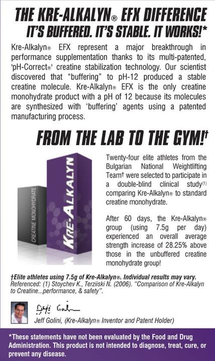 Nutritional values and ingredients EFX Kre-Alkalyn (120 Piece, Capsules, 160 g)