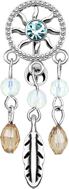 Immagine prodotto Star Piercing Banana argento con sfera acchiappasogni in cristallo acqua (Acciaio chirurgico 316L, Ottone)