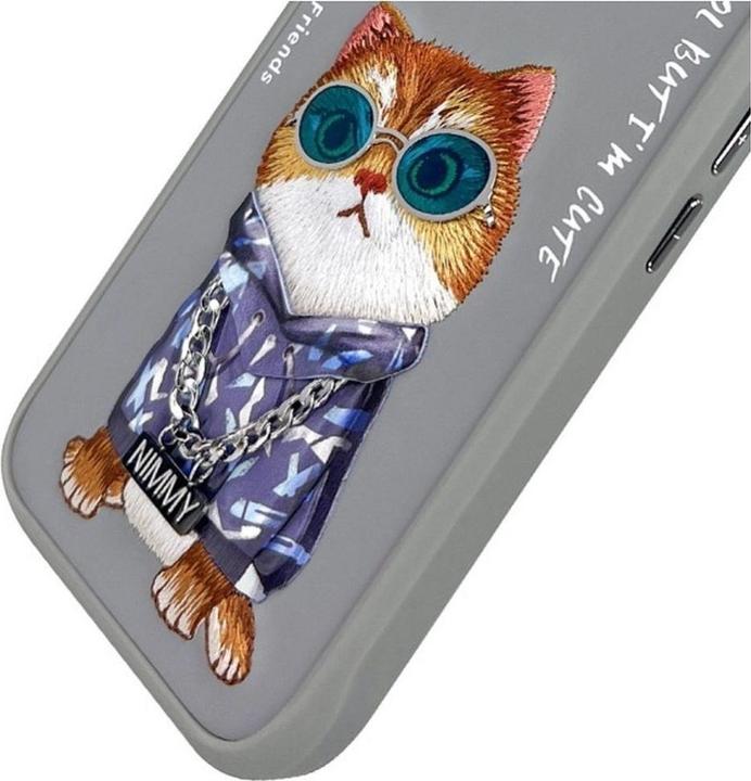 Produktbild Mocco Nimmy case iPhone 16 6.1" gray Glasses Cool Cat (Apple iPhone 16)