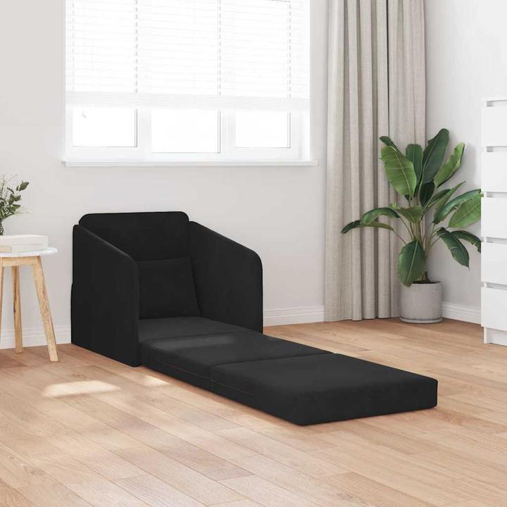Produktbild VidaXL Boden Sofa Bett 2-in-1 Schwarz 65x80x83 cm Samt