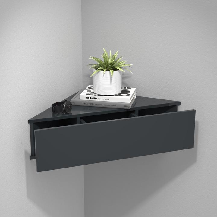 Actual product image VCM Wooden Wall Drawer Bedside Cabinet Wall Shelf Corner Shelf Drawer Console Bedside Table Usal S (60 x 43 x 15 cm)