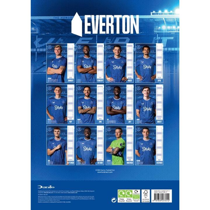 Actual product image Everton FC 2025 A3 Wall Calendar (A3, German)