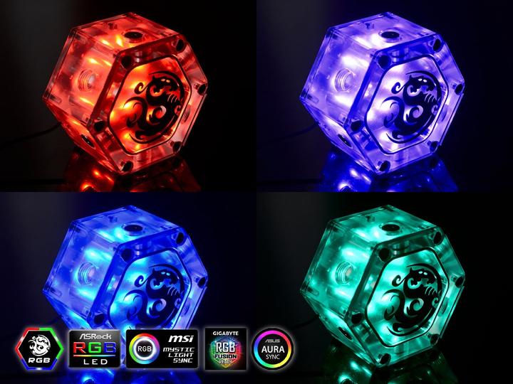 Actual product image Bitspower Hexagonal RGB accessory for water tank