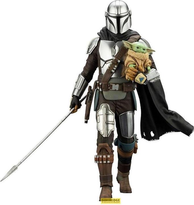 Actual product image Kotobukiya Star Wars The Mandalorian statuette PVC ARTFX 1/10 Mandalorian & Grogu with Beskar Staff 18 cm