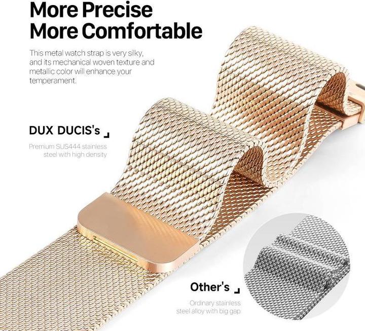 Image du produit Dux Ducis Milanese Pro Bracelet Apple Watch 42/44/45/49MM - Or (45 mm, 44 mm, 42 mm, 49 mm, Acier inoxydable)