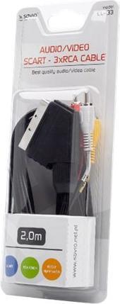 Actual product image Savio CL-133 SCART Cable SCART (21-pin) 3 x RCA Multicolor (2 m)