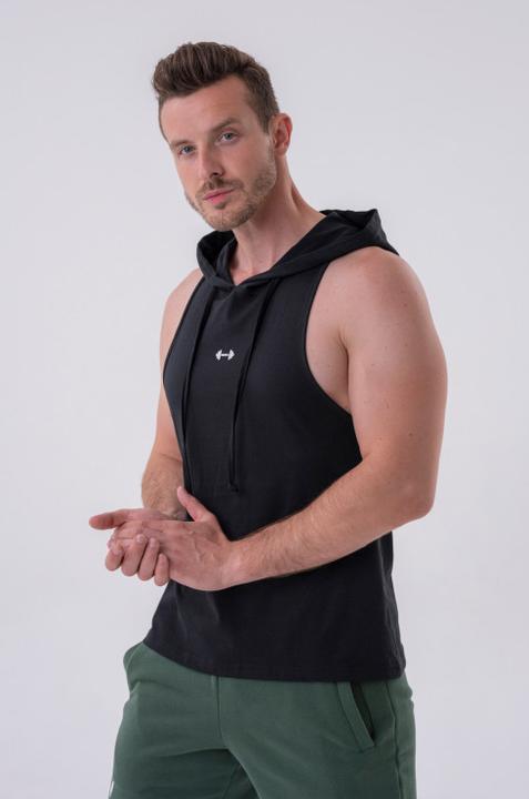 Actual product image Nebbia Fitness Tank top with a hoodie 323 black (XL)