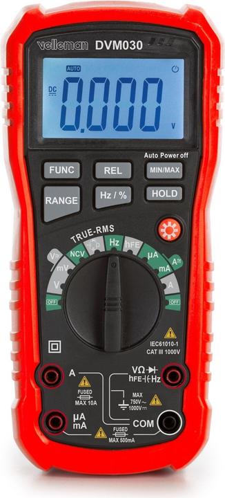 Actual product image Velleman Robust true RMS digital multimeter with automatic measuring range - CAT III - 1000 V - 8 Fu (CAT III)