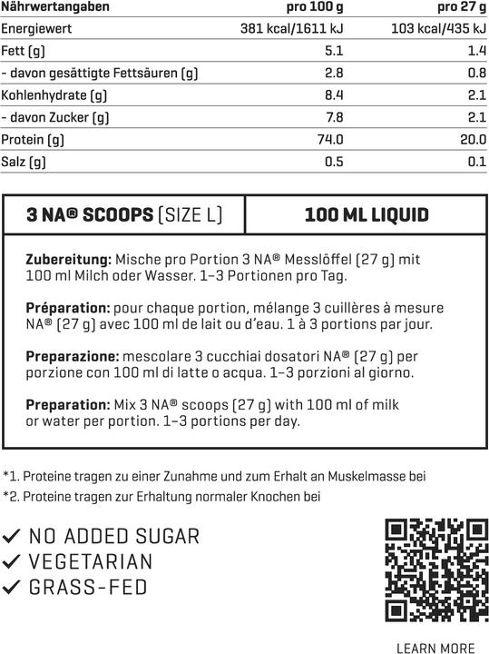 Nährwerte und Zutaten Nutriathletic Whey Protein Concentrate (Chocolate, 1 Stk., 800 g)