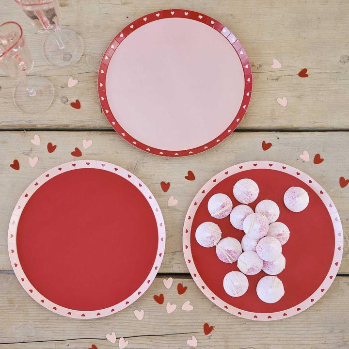 Produktbild Ginger Ray Valentinstag Herz Pappteller Rot und Rosa (8 x)