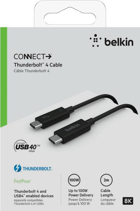 Image du produit Belkin USB C (Thunderbolt 4) - USB-C (Thunderbolt 4) (2 m, USB 4.0)