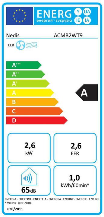 Energie-Label Nedis ACMB2WT9 - airconditioner (27 m², 9000 BTU/h)