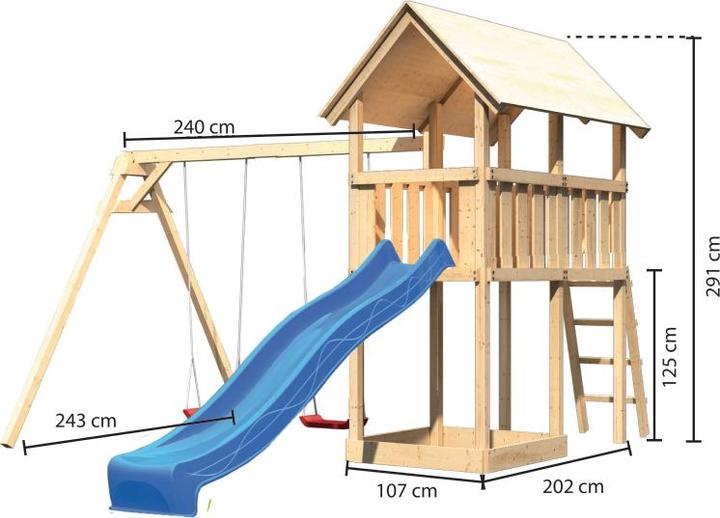Produktbild Karibu Spielturm Danny mit Rutsche und Doppelschaukel