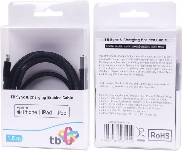 Immagine prodotto Cavo TB Lightning-USB 1,5 m nero MFi (1.50 m, USB 3.2 Gen 1)