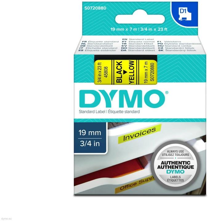 Actual product image Dymo S0720880 Standard tape (1.90 cm, Yellow)
