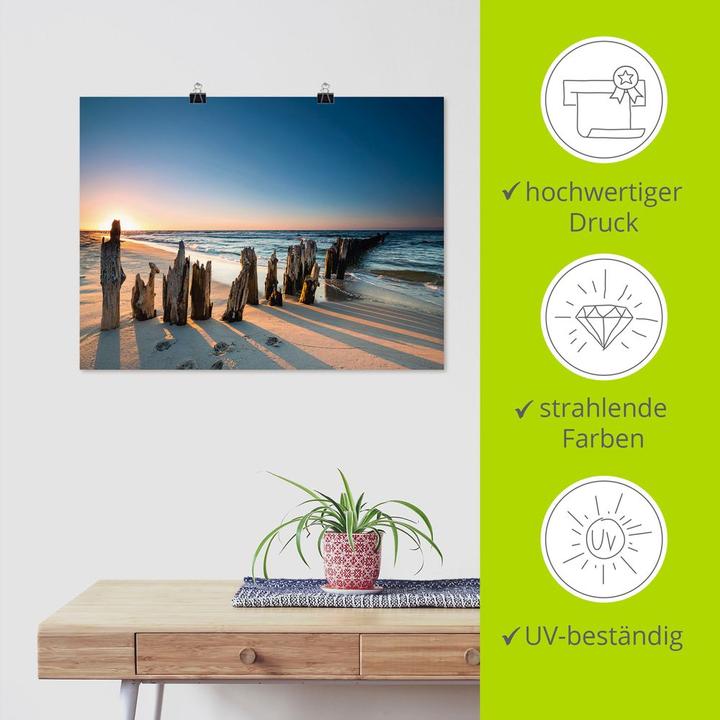Produktbild Artland Sonnenuntergang Strand Wellenbrecher U1UI (120 x 90 cm)