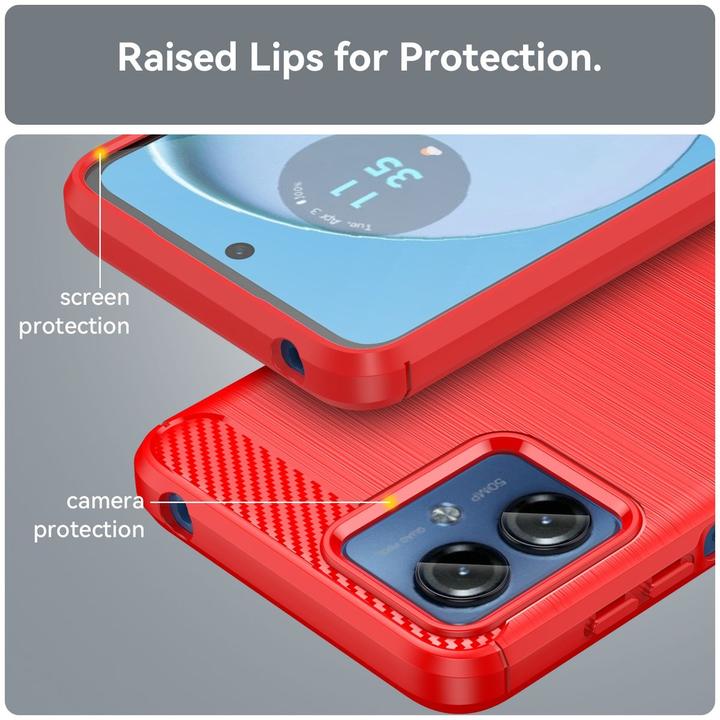Produktbild König Design Schutz Handy Hülle für Motorola Moto G14 Case Cover Carbon Bumper Etuis Schale (Motorola Moto G14)
