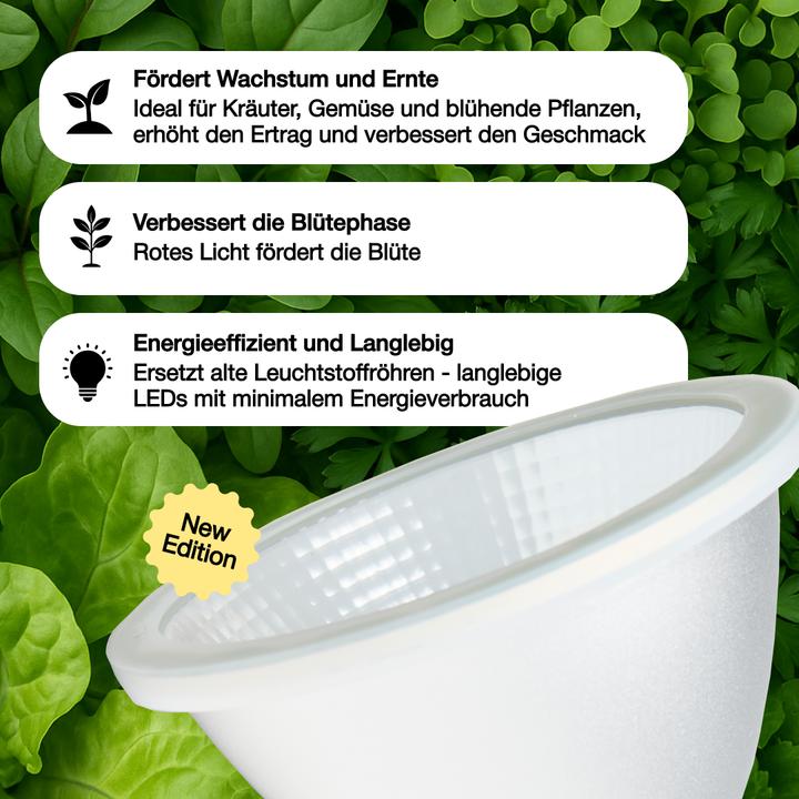 Actual product image Venso EcoSolutions E27 "Cultura" plant lamp 15W 60 °, improved photosynthesis and higher chlorophyll (LED)
