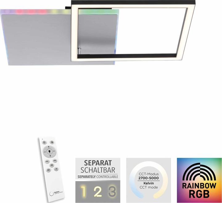 Image du produit Just Light Plafonnier LED 11327-95 couleur aluminium, 31 W, 3200 lm, CCT, RGB (3200 lm)
