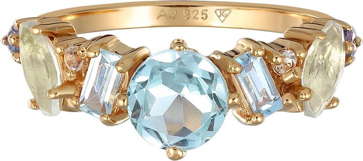 Immagine prodotto Elli Anello PREMIUM Topazio Pietra di Luna Ametista Classico Argento 925 Placcato Oro (52, 925 Argento)