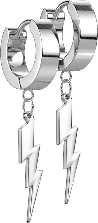 Star Piercing Ohrring zum Klappen silber mit Anhänger Blitz (ohne Messing, Chirurgenstahl 316L)
