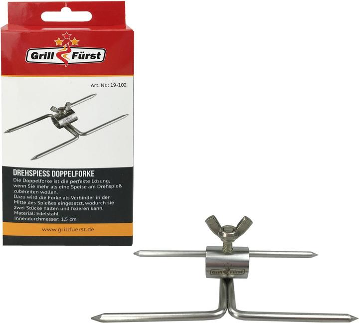 Produktbild Grillfürst Edelstahl Doppel - Fleischklammer für Drehspiess