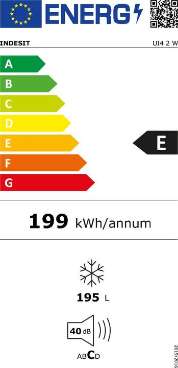 Energie-Label Indesit UI4 2 W Upright Freezer Free Installation 186 L E Weiss (Freistehend, 186 l)